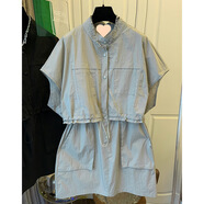 S.SOFEA大碼女裝夏季工裝風(fēng)連衣裙假兩件小個(gè)子氣質(zhì)dress2025 卡其色 L 建議100-120斤