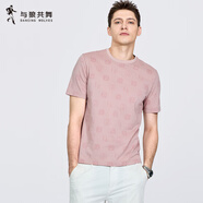 與狼共舞（DANCING WOLVES）【新品】【含桑蠶絲】與狼共舞圓領(lǐng)短袖T恤男2025夏季新款粉紅印 粉紅406 S 165_84A_