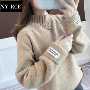 NY-RCE本命年蛇年毛衣女韓版秋裝高領(lǐng)慵懶風(fēng)加厚秋冬新款寬松內(nèi)搭雪尼爾 卡其色 均碼
