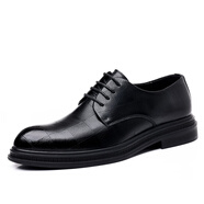 意爾康皮鞋男士新款商務(wù)正裝內增高8CM男鞋真皮英倫風(fēng)結婚鞋 yek19931黑色平跟款 38 標準皮鞋碼數