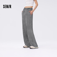 Semir森馬【褲福袋】褲女肌理個(gè)性慵懶風(fēng)女褲夏季顯瘦褲子 D款【涼感闊腿褲】-黑色調(diào) S