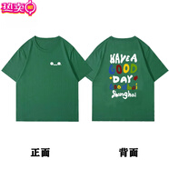 NYIG白敬亭同款goodbai綠色短袖t恤潮牌夏日多巴胺穿搭彩色字母情侶裝 白敬亭同款goodbai彩色字母（綠 M L 115至135斤 170c至175cm