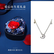 憶瑾項(xiàng)鏈女925銀項(xiàng)鏈輕奢高級小眾設(shè)計感星星月亮鎖骨鏈情人節(jié)禮物 【愛心花盒】銀色-星月項(xiàng)鏈