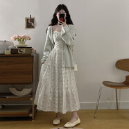 HUALIN FASHION廣州十三行法式提花吊帶連衣裙大碼春夏長(zhǎng)裙度假氣質(zhì) 白色毛衣開衫 L 大