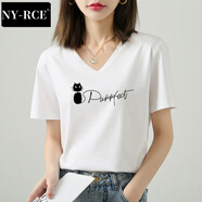 NY-RCE純色冰絲短袖T恤女夏季新款半袖體恤寬松顯瘦圓領(lǐng)上衣服夏 【冰絲棉】白色-030 M