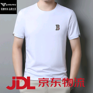 法萊阿瑪尼（FALAMAONE）高端品牌短袖t恤男士純棉圓領(lǐng)白色體恤衫2025新款夏 白色615款 XL 175