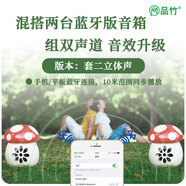 品竹戶外防水太陽能藍牙音箱仿真石頭草坪音箱創(chuàng)意無線可移動插卡庭院音響室外花園露臺背景音樂播放器 蘑菇套二立體聲
