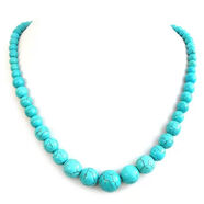 堅銀日本項鏈女母親節(jié)綠松石復(fù)古精品毛衣鏈波希米亞民族風(fēng)情鎖骨疊片 松石圓珠塔鏈[1條]鏈長55cm