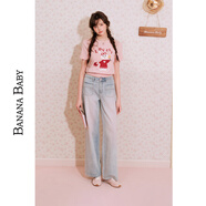 香蕉寶貝（BANANA BABY）2025夏季新款甜美雙口袋噴色顯瘦牛仔長褲女時(shí)尚褲子D252KZ481 淺藍(lán) S