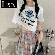 LPOX法式一字肩抹胸連衣裙子女夏季甜美網(wǎng)紗子性感收腰荷葉邊蛋糕短裙 象牙白 S