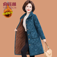俞兆林（YUZHAOLIN）媽媽冬裝中長(zhǎng)款棉服加絨保暖棉襖中老年女裝秋冬氣質(zhì)大碼翻領(lǐng)棉衣 深海藍(lán) XL (參考90-105斤)