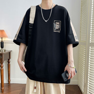 冰韻短袖t恤男初高中學(xué)生12-15歲帥氣13夏裝14大童潮流半袖上衣服16 T897黑色 品質(zhì)保證 M (80-100斤左右)