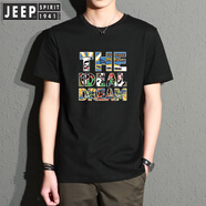 JEEP SPIRIT吉普T恤男夏季新款圓領(lǐng)短袖韓版修身大碼半袖上衣青年潮牌打底衫 THE(黑) M