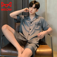 貓人（MiiOW）睡衣男士夏季冰感短袖褲夏天薄款仿真絲男生青年學(xué)生家居服套裝 2192 XL (身高175左右體重130-150斤)