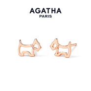 AGATHA/璦嘉莎 法式鏤空小狗銀耳釘女士 生日禮物送女友閨蜜高級感耳飾 金色鏤空小狗