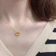 紅福紀(jì)時(shí)來(lái)運(yùn)轉(zhuǎn)項(xiàng)鏈女18k金潮女士時(shí)尚轉(zhuǎn)運(yùn)珠裝飾品鎖骨鏈生日禮物女 時(shí)