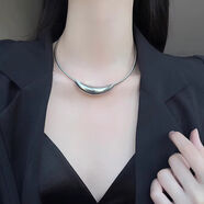 堅銀韓國日本項鏈女歐美冷淡金屬弧形彎管吊墜項圈時(shí)尚百搭頸鏈品牌 銀色-金屬彎管項圈