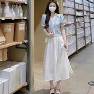 純邇女裝連衣裙套裝2025夏季茶系穿搭A(yù)字裙女不規(guī)則雪紡高腰中長(zhǎng)裙子 單獨(dú)裙子 XL