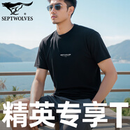 七匹狼男士T恤衫夏季寬松透氣100%純棉短袖新款男裝7A抗菌全棉半袖汗衫t 1件(黑色)純棉抗菌/英文印花 L (身高165-175/115-135斤)