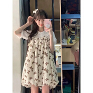 榮西圖娃娃領(lǐng)碎花蓬蓬裙公主連衣裙兩件套小個子女夏 連衣裙 L