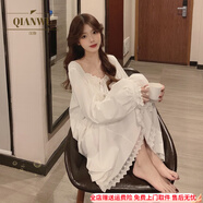 淺物宮廷風(fēng)長(cháng)袖純棉睡衣女生新款性感蕾絲仙女寬松睡裙家居服女春秋款 WZN_6008#長(cháng)袖裙 純白花邊 M 160