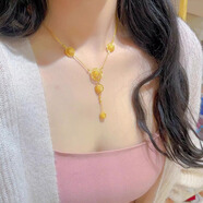 瑞諾黃金一往情深項(xiàng)鏈女足金花絲金巢鎖骨鏈生日生日禮物送女友 黃金金巢套鏈/金重約8.42g