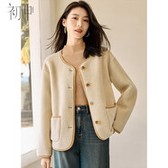 初申秋冬毛絨短外套女時(shí)尚圓領(lǐng)寬松百搭撞色包邊休閑外套S144F6008