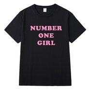 rose樸彩英新單曲number one girl同款純棉短袖T恤女周邊上衣服潮 英文黑色 M