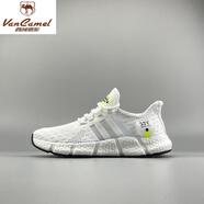 西域駱駝（VANCAMEL）網(wǎng)面跑步鞋男爆米花鞋子透氣休閑高彈減震軟底慢跑運(yùn)動(dòng)鞋 白色 39 隨時(shí)