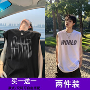 布恩普背心男夏季透氣港風(fēng)潮牌寬松休閑籃球運(yùn)動(dòng)百搭男士涼感無袖坎肩 B03白色+B04黑色 (2件裝） XL （建議體重115-130斤左右）