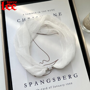 Lee dprre2025新款項(xiàng)鏈?zhǔn)酱盼劢z巾女夏季薄款百搭高級感裝飾護(hù)頸圍脖領(lǐng)巾 白色