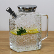 樸原良品大容量加厚玻璃冷水壺耐高溫開(kāi)水壺家用煮茶壺果汁壺冰箱冷藏冰壺 不銹鋼蓋雪花冰箱壺+硅膠壺嘴塞
