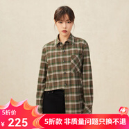 哥弟真的好（GIRDEAR）女裝通勤復(fù)古格紋POLO領(lǐng)襯衫上衣女8300134 綠卡格紋 M (3碼)