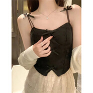 姿偉祺早春新款甜美蝴蝶結吊帶背心上衣 黑色 均碼