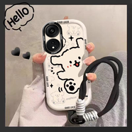 星因適用于OPPOA1Pro手機殼OPPOA1X/A1活力版/A1保護殼5G女款卡通新款卡通小狗全包軟殼手繩,OPPOA1活 【白泡芙殼】【Hello小狗】【送手繩】 OPPO A1 5G