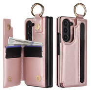 三星（SAMSUNG）【品質(zhì)原裝】適用于Z FOld5筆槽折疊手機殼 FOld4錢包手機皮套 指 玫瑰金 Galaxy Z FOld5