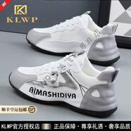 KLWP香港男鞋奢侈高端春季新款網(wǎng)面休閑鞋子男士透氣百搭運動跑步鞋 白灰色內(nèi)增高(網(wǎng)面款) 34