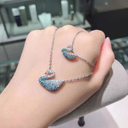 MP施華洛世奇同款漸變黑白大天鵝純銀不掉色鎖骨項鏈吊墜情人 漸變藍小天鵝 專(zhuān)柜包裝