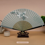 臻臻上品扇子女古風(fēng)絲綢折扇中式古裝漢服舞蹈扇折疊扇中國特色禮品送老外 花瓣烤漆青綠扇骨桃花 7寸