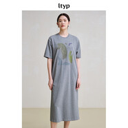 旅途原品（ltyp）t恤裙女直筒連衣裙連衣裙個(gè)性藝術(shù)印花休閑實(shí)穿短袖裙秋 深花灰-抽象油畫 L