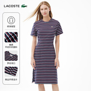 LACOSTE法國(guó)鱷魚女裝25春夏新款時(shí)尚條紋短袖連衣裙|EF9628 FZI/紅白/深藍(lán)條紋 L 40