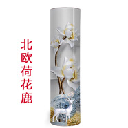 尤克達帝360度創(chuàng  )意旋轉鞋柜圓形鞋架家用門(mén)口簡(jiǎn)約現代陽(yáng)臺省空間儲物柜 荷花鹿 6層高100cm帶燈(無(wú)鏡)送2個(gè)凳