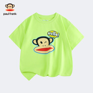 大嘴猴（paul frank）童裝2025夏款純棉短袖和褲子男女童T恤百搭舒適中大童透氣打底衫 434F熒光綠 150