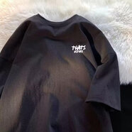 大魚(yú)界線(xiàn)（dayujiexian）重磅短袖T恤男圓領(lǐng)寬松男士純白色打底衫2024新款體恤內搭夏 黑色 M