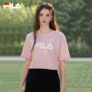 FILA斐樂(lè )官方T恤情侶款短袖衫2025春季新款休閑簡(jiǎn)約純棉T恤男女 赤粉色-PK S S （165/88A）