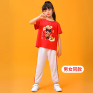 藍貝妮女童哪吒套裝2025新款洋氣兒童衣服春秋季運動小女孩秋裝寶寶服裝 哪吒大童款-紅+白 120 碼建議身高110CM