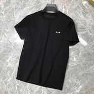 官方芬迪FENDI歐洲店25夏季短袖T恤男士FD小怪獸T恤小惡魔刺繡T恤 黑色 均碼 L