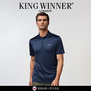 王者勝者 KING WINNER英國品牌T恤男夏季新款含桑蠶絲翻領青年時尚體恤薄款時尚寬松T恤 松綠 M