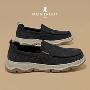 夢(mèng)特嬌男鞋 2026夏季新品輕薄透氣高端帆布樂(lè )福鞋男 軟底一腳蹬休閑鞋 黑色-2 41