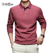 金利來(lái)【純棉】T恤男長(cháng)袖polo春秋商務(wù)休閑純色通勤翻領(lǐng)順滑刺繡打 荔枝紅 3XL 56 175-185斤
